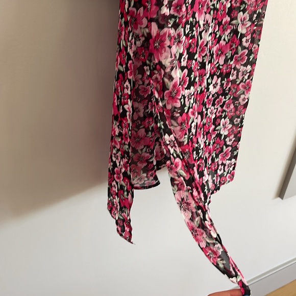 NEW H&M Floral Puff Sleeve V Neck Midi Dress XXS Fall - Picture 6 of 9